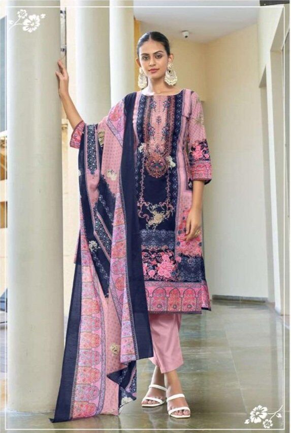 HIVE LAWN COTTON PRINTED BLUE MATERIAL
